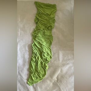 Norma Kamali One Shoulder Ruched Green Midi Dress Small Bodycon Statement